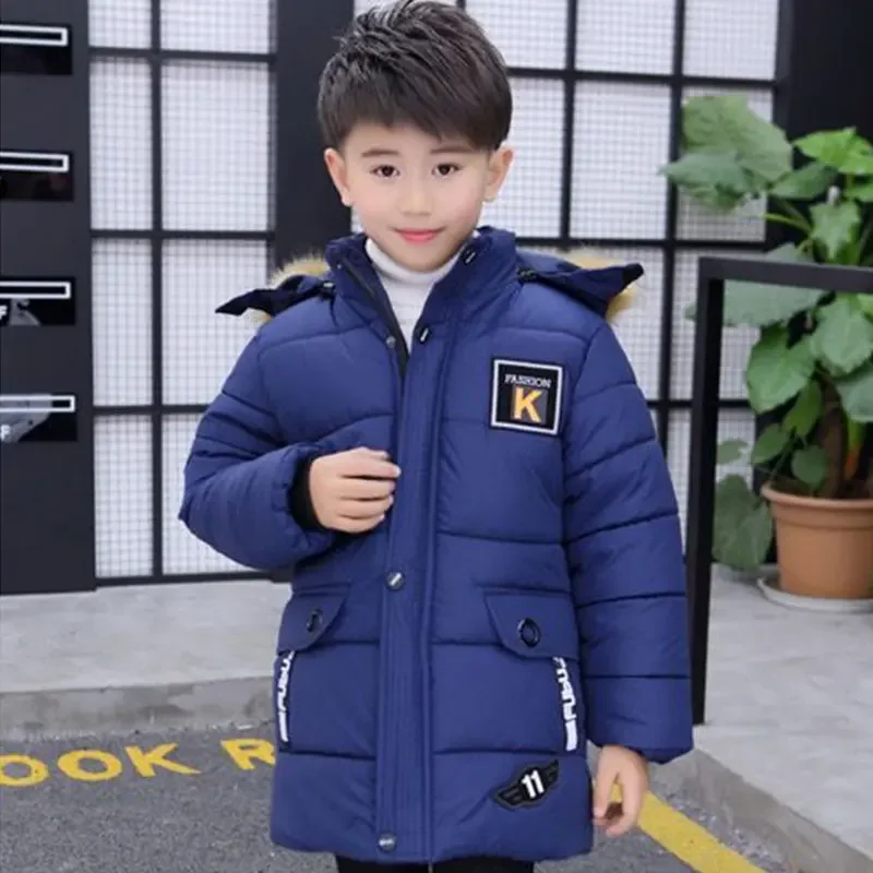 New Children's Clothing Coats Plus Thick Velvet Outerwear Detachable Hat for Kids Parkas Winter Down Cotton Padded Jacket Boys