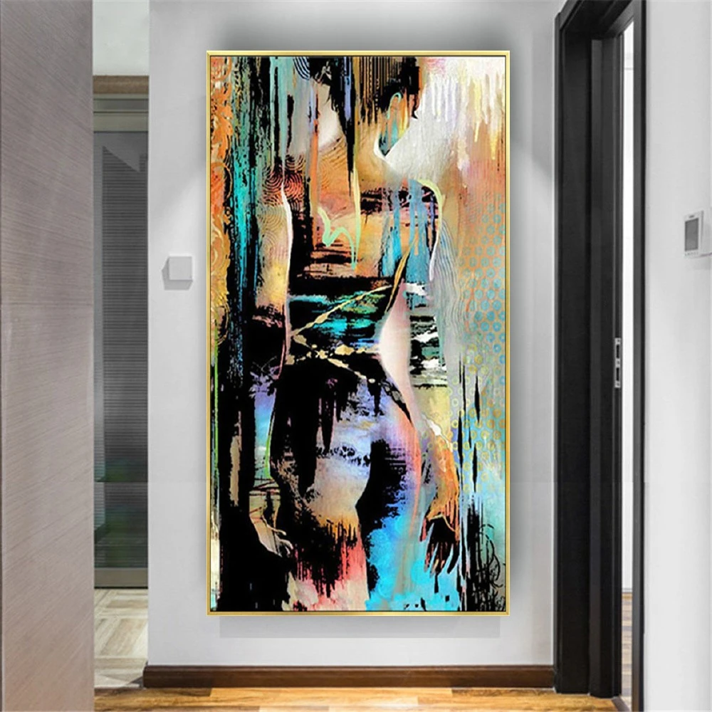 100% Handmade Modern Pop Nude Painting Colorful Naked Woman Oil Paintings On Canvas Back Of Girl Fashion Home Decor Wall Picture