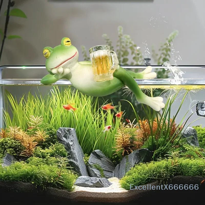 Mini Hanging Frog Decorative Figurine Resin Ornament for Flower Pot Edge Aquarium Bedroom Desktop