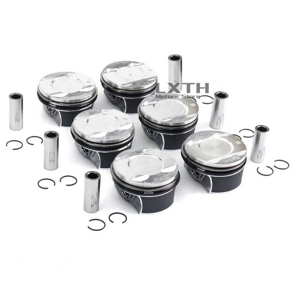 6x Pistons & Rings Set STD A06M107065AB A06M107066AB For VW Porsche Audi S4 B9 S5 A6 A7 Q7 3.0 TFSI EA839