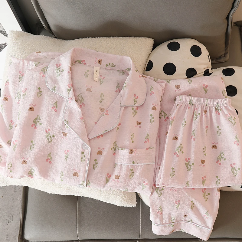 2024 New Spring Summer Long Sleeve Women 2 Piece Outfit Set Soft Pajama Suit Women Sweet Printing Cartoon Princess Home Wear