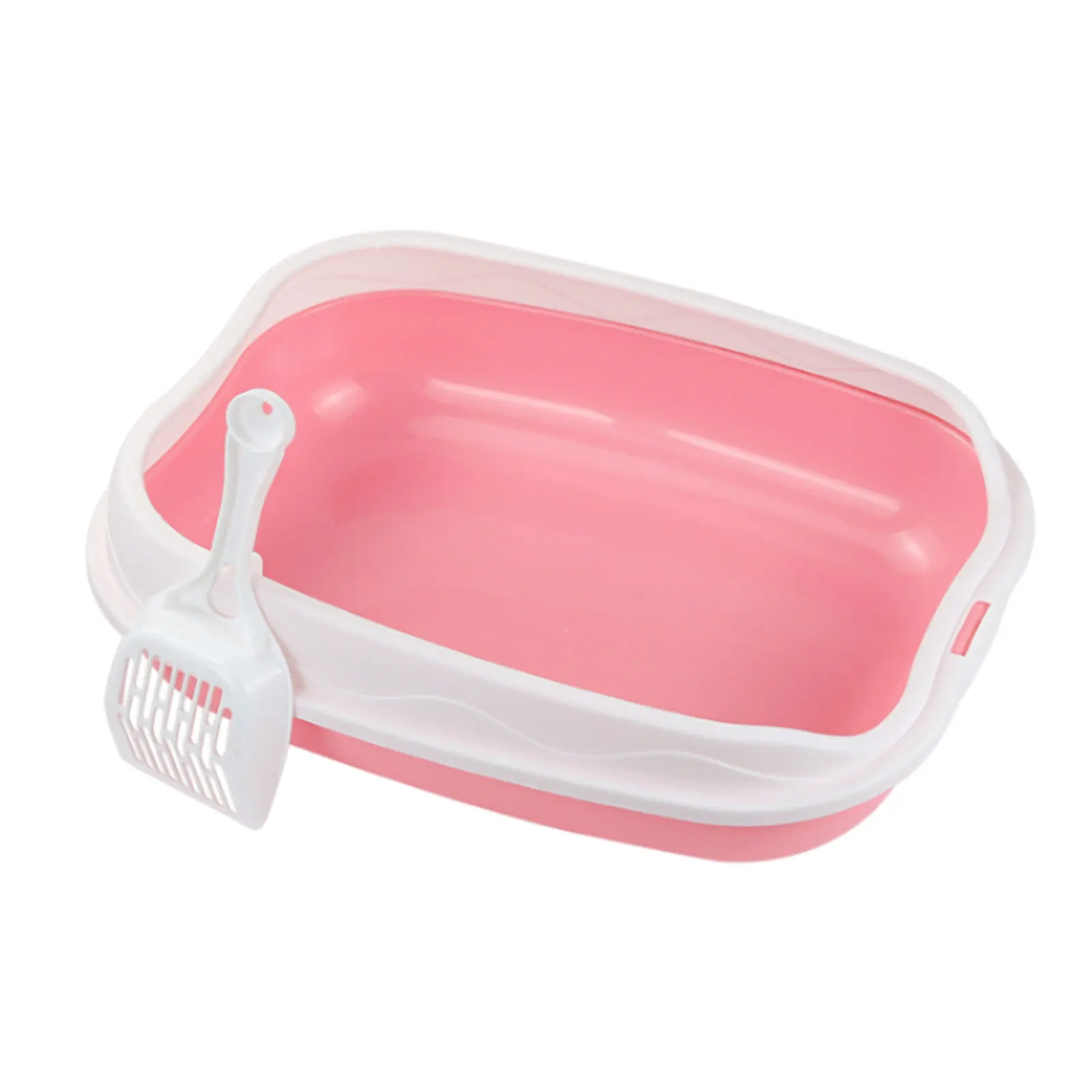 Cat Litter Box Tray Pet Potty Toilet Sandbox Semi Open with Shovel Anti-Splash Easy Clean for Kitty Cat Supplies 39x31x10cm