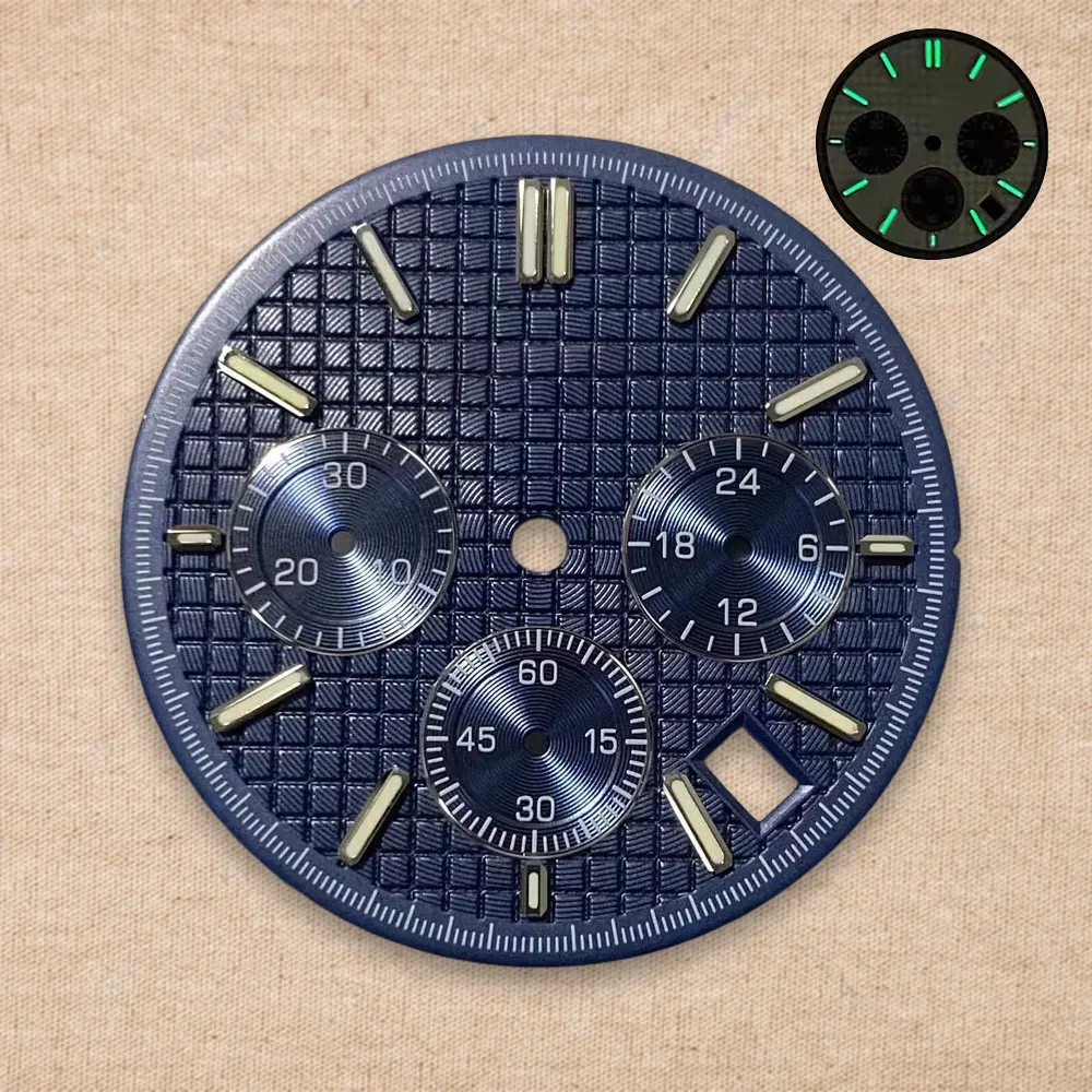 31.8 مللي متر S شعار الطلب مناسبة ل VK63 حركة الكوارتز الأخضر مضيئة عالية الجودة البلوط ساعة مزدوجة تعديل الملحقات