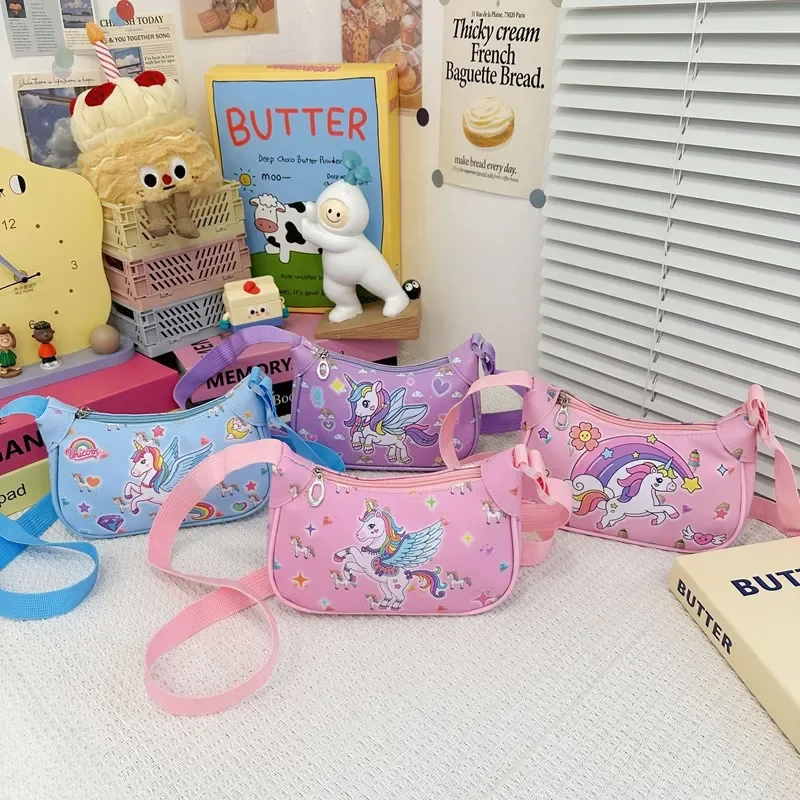 Unicorn Cartoon Printed Cute Shoulder Bag Children's Bag Crossbody Bags Princess Baby Cartoon Shoulder Bags Handbag