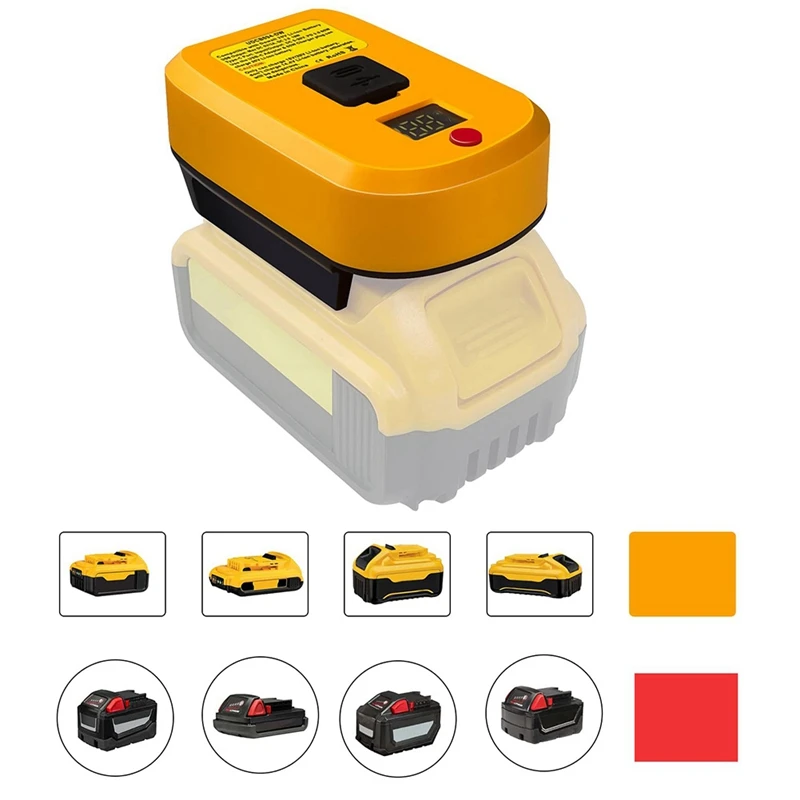 Caricatore USB C per batteria Dewalt 20V, 2 porte con USB-C Und USB-A, caricatore rapido da 65 W Adattatore di alimentazione PD 3.0 Alimentatore USB Durevole