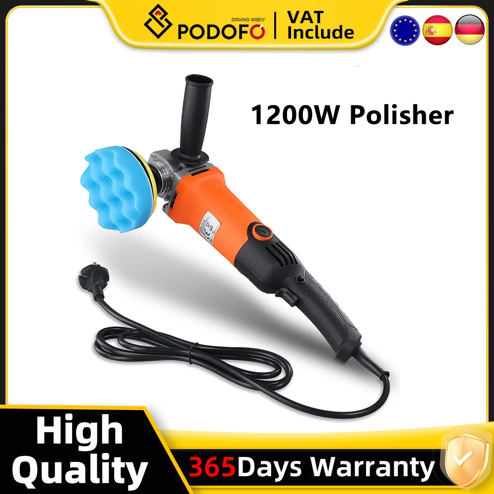Podofo 1200W polisseuse de voiture électrique vitesse Variable 8800 tr/min outil de Pot de polissage électrique Machine d'eau de polissage automatique avec 14 éponges