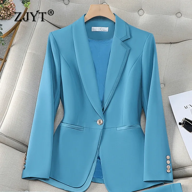 Korean Fashion Office Blazers for Women Spring Long Sleeve Plus Size Jacket Coat Office Lady Veste Femme Blazer Suits Blue