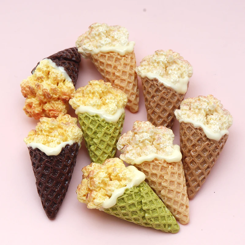 4/40Pcs Sweet Miniature Resin Popcorn Flatback Cabochon Scrapbooking Kawaii DIY Hair Charms Keychain Supplies Decor Accessories