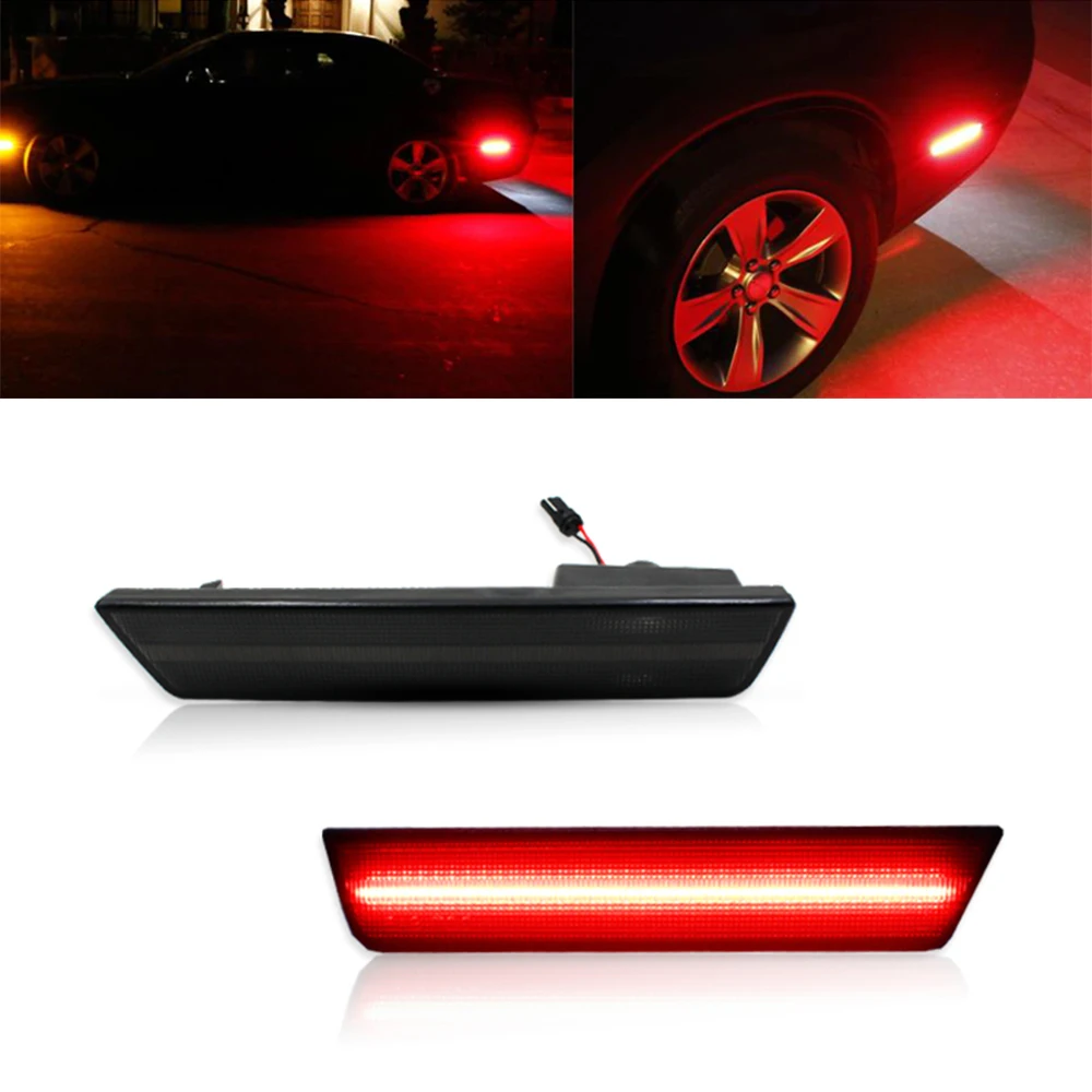 

2pcs 12V LED Car Rear Side Marker Lights with Smoked Lens 68039504AA 68039505AA for Dodge Challenger 2008-2014/Charger 2011-2014