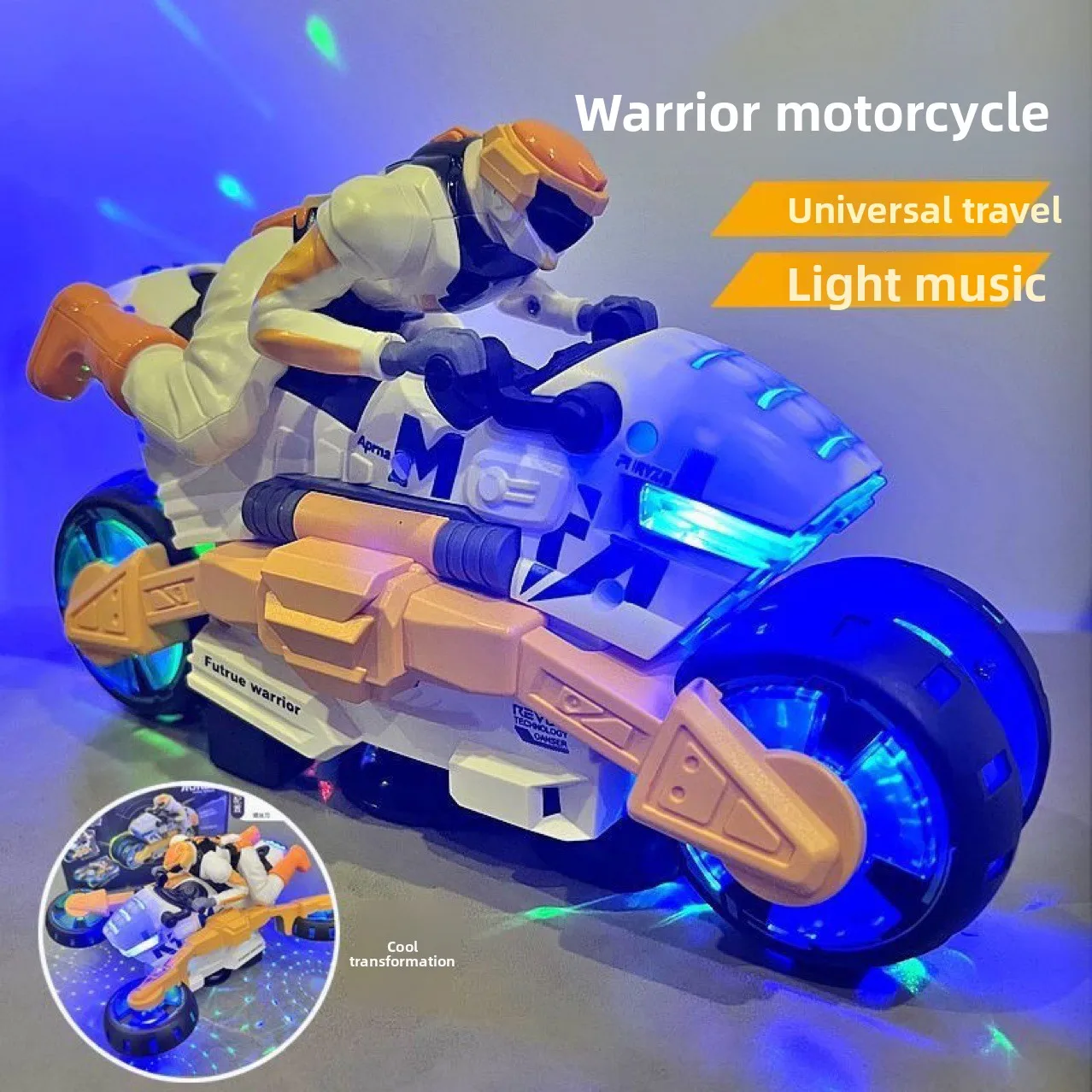 Interactive children's toy birthday electric special effects transformation rotating motorcycle visual, intellectual development
