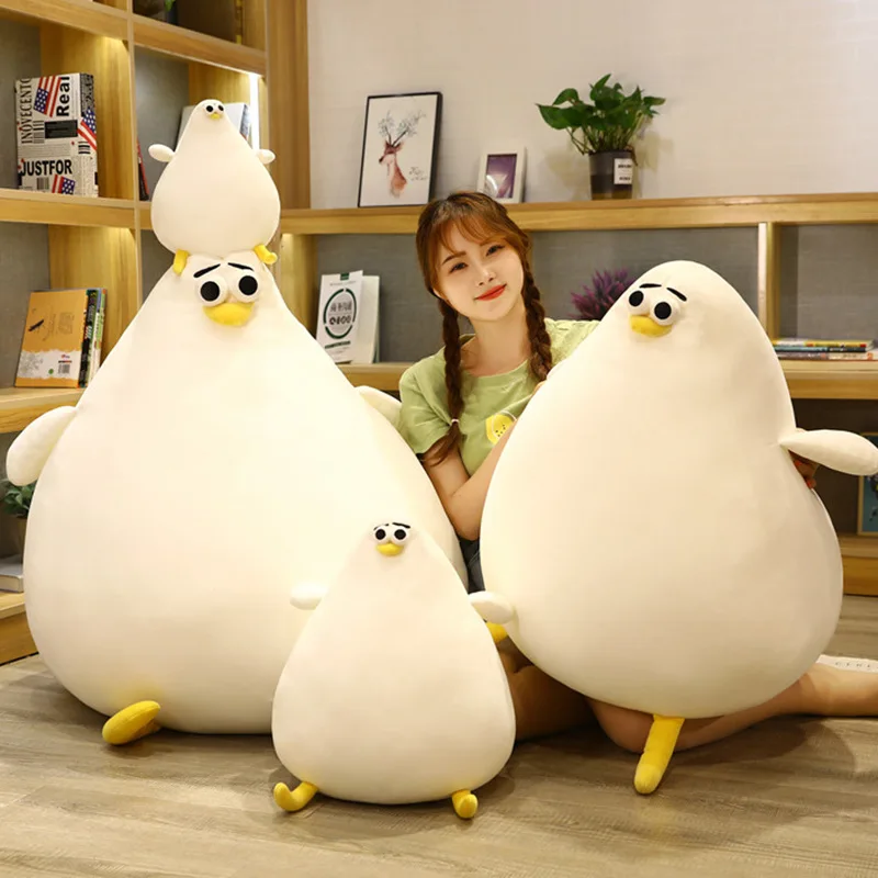 New Cute Seagull Anime Fat Seagull Plush Toys Stuffed Animals Seagull Chick Big Pillow Doll Baby Sleepping Plushie Gift for Kids