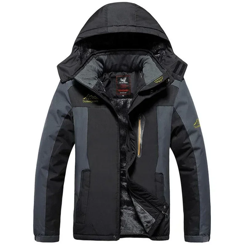 Winter Outdoors Jackets Plus Size 5XL 6XL 7XL 8XL 9XL Thicken Fleece Warm Coats Men Outwear Waterproof Windproof Hooded Jacket