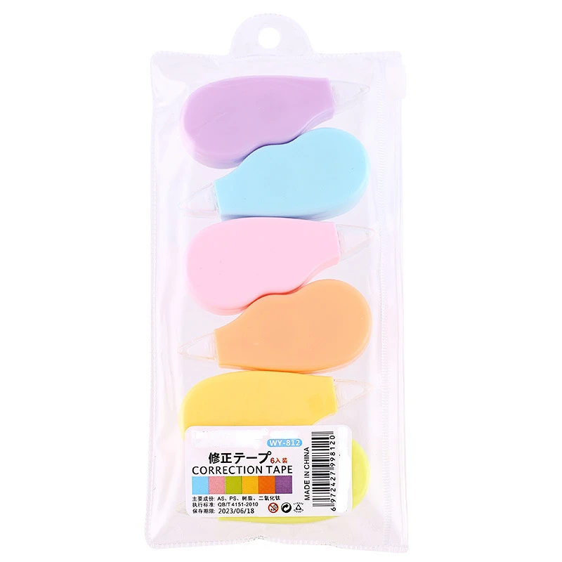 6Pcs/pack 5mm*4m Candy Color Correct Belt Cute kawaii Correction Tape writing correction tool School Office Supplies Stationery