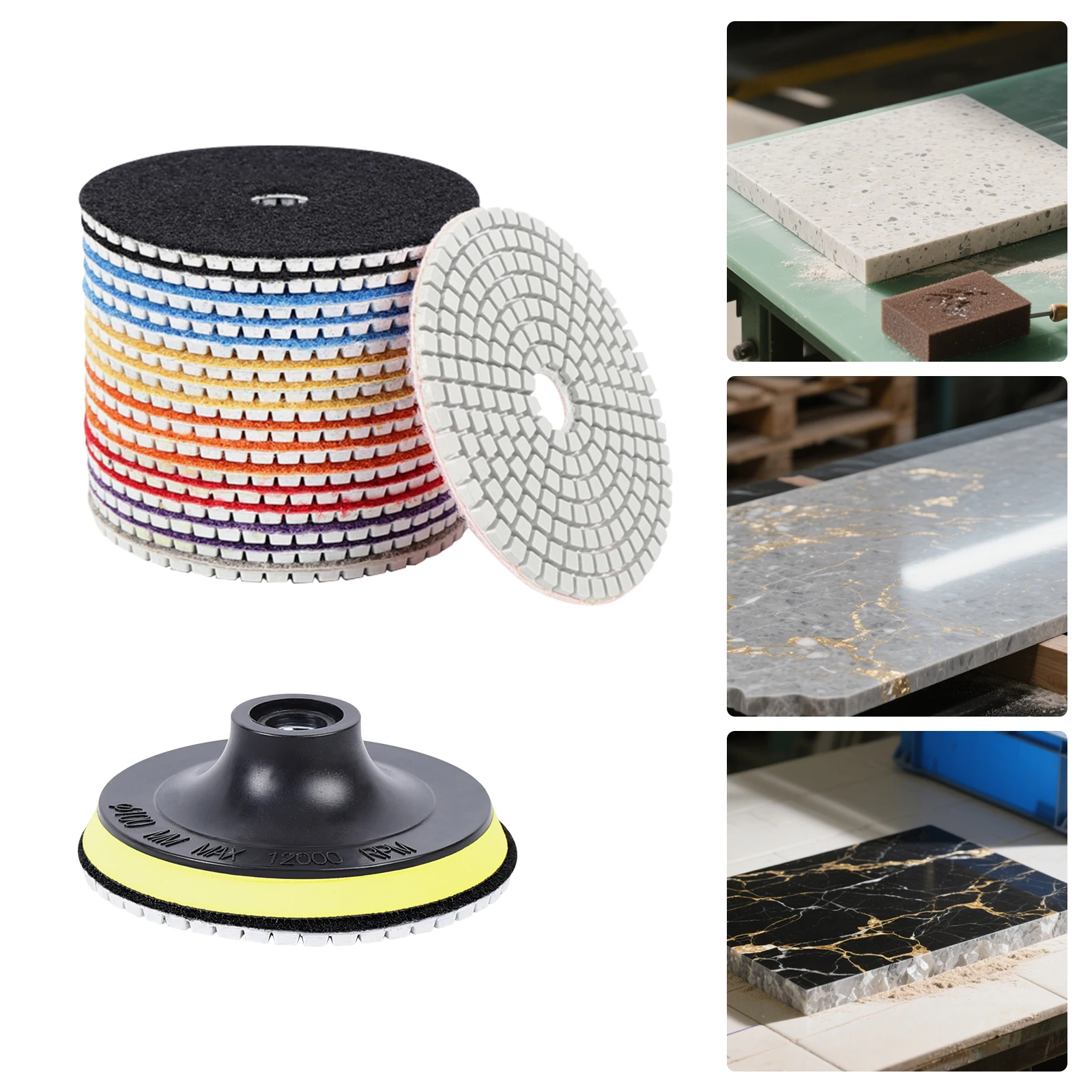 

19Piece 4'' Wet Dry Diamond Polishing Pads Kit for Marble Concrete Granite Stone