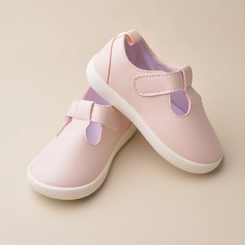 Little Girls Spring Fashion Trend Pink Princess Sneakers Toddlers Flat Heel Small Leather Shoes EK9S65