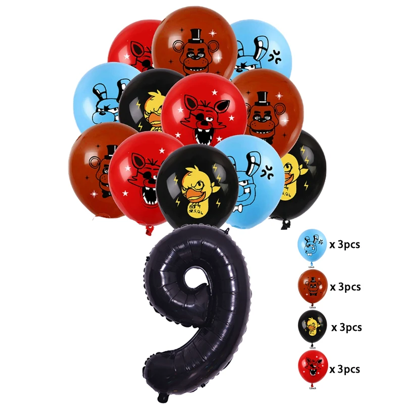 Vijf Nachten Op Freddy's 2 Cartoon Latex Ballonnen Set Feestdecoratie Verjaardag Nummer Ballon Anime Beer Fotografie Props Speelgoed