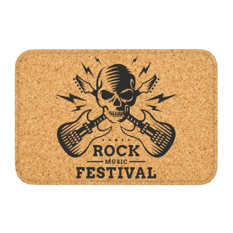 Rock Music Festival Floor Door Bath Kitchen Mats Anti-Slip Outdoor Heavy Metal Skull Doormat Bedroom Entrance Rug Carpet