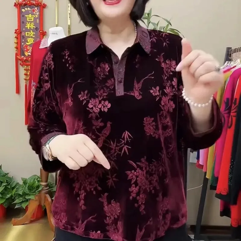 여성용 패셔너블 긴팔 루즈 레트로 티셔츠 가을 신상 베이스 탑 레트로 엘레강트 풀오버