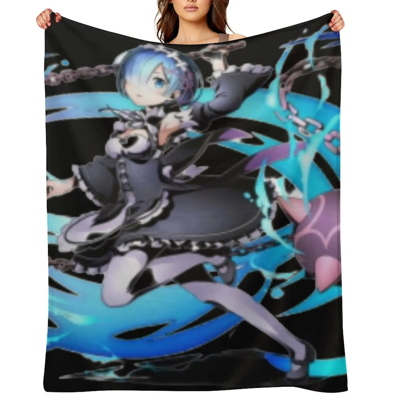 

rem Throw Blanket anime Summer Beddings Thermal Decorative Sofas Blankets