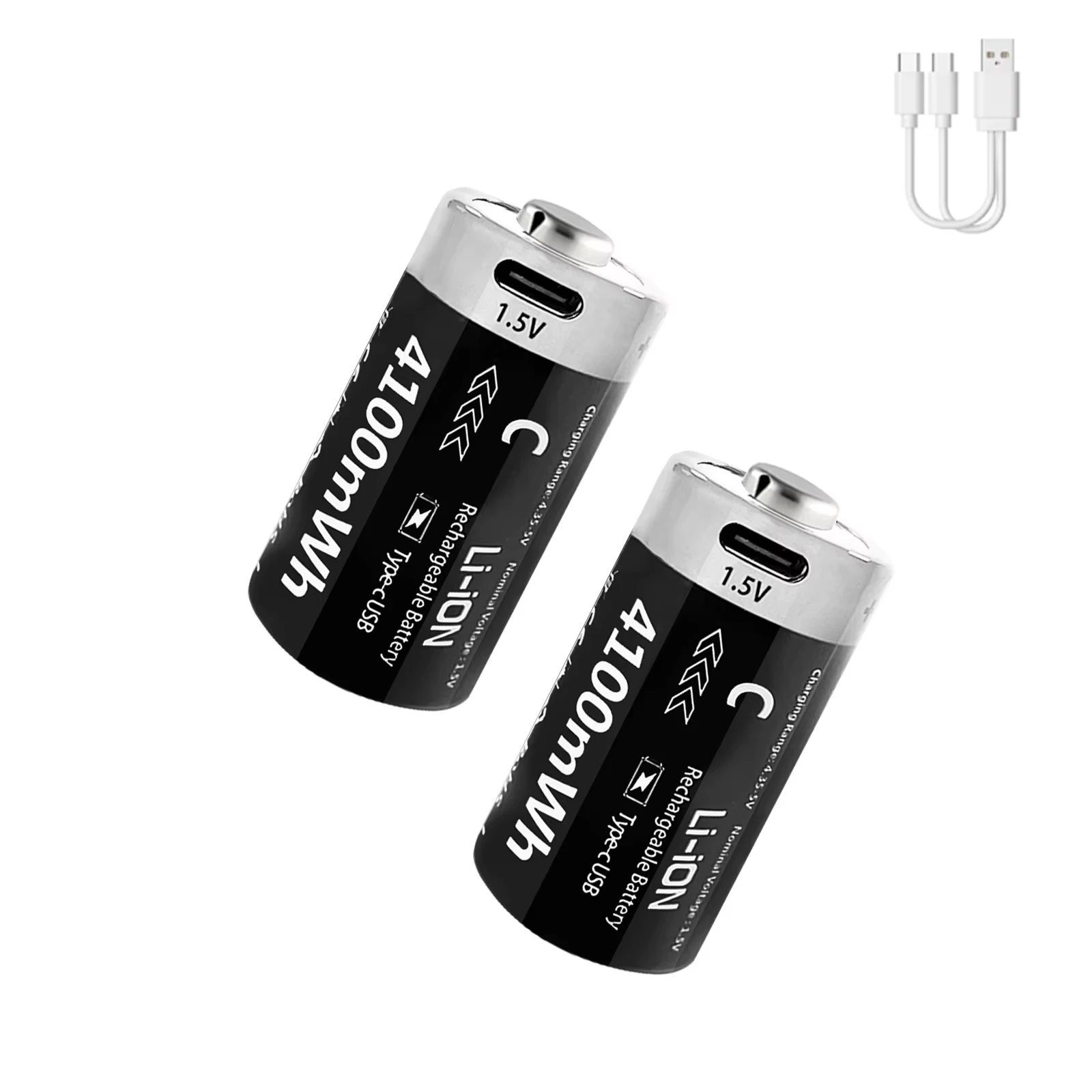 Akumulator Kuugro 1.5V 4100mWh rozmiar C, ładowany przez USB-C, litowo-jonowy LR14, ogniwo C do latarki, radia, zegara, aparatu, zabawek
