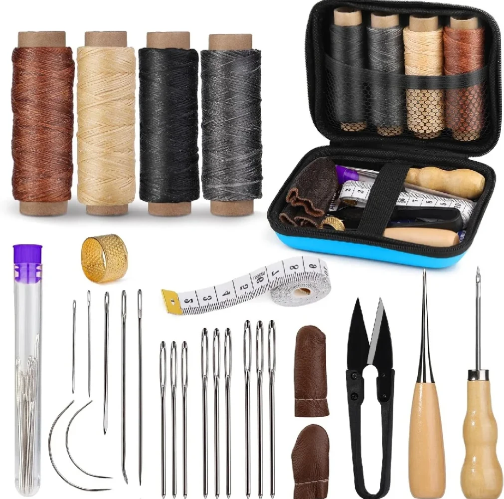 

Leather Sewing Tools Kit With Waxed Thread And Needles Awl Professional DIY Leather Handmade Craft Accessories Tools Set