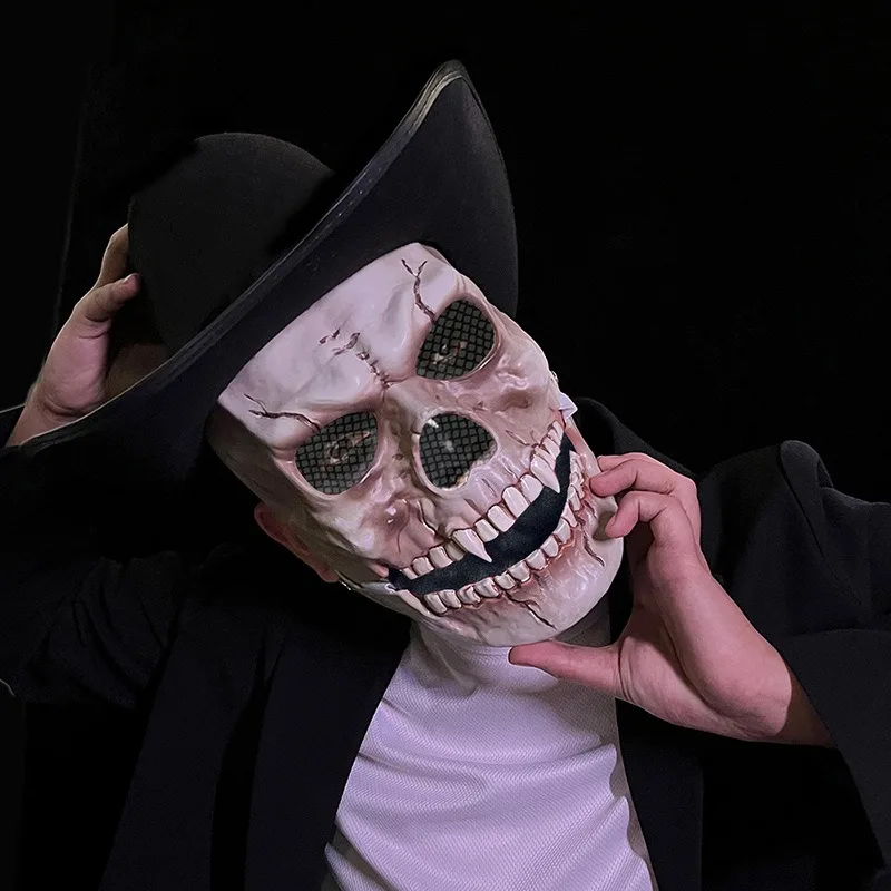 Half Face Moving Mouth Mask Terror Role Playing Prop New Halloween Skull Mask for Adults