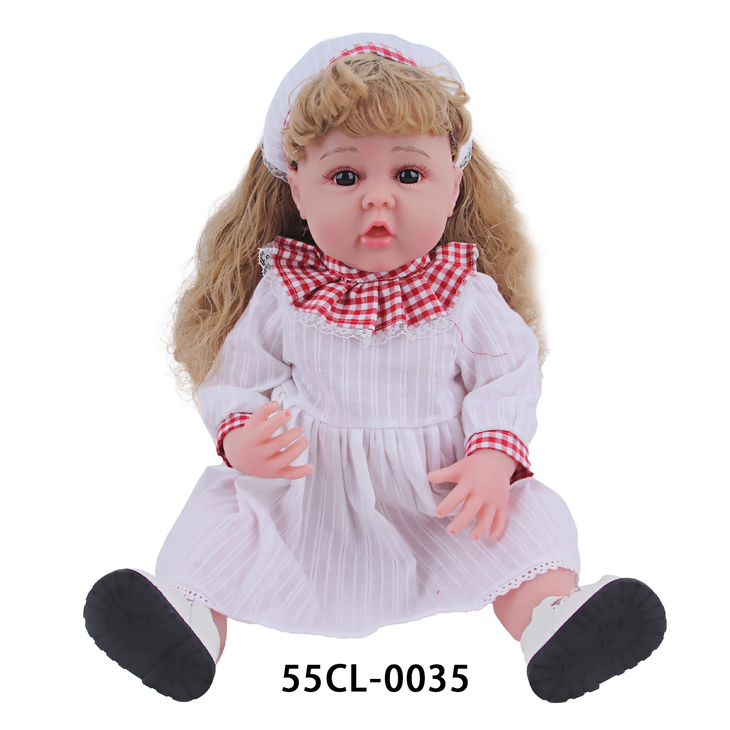55CM Reborn Mädchen Puppe Kleid Set Plaid Kragen Spitze Kleid + Haarband Kleidung Outfit Für 22-zoll Baby neue Geboren Mädchen Puppen Spielzeug Geschenk