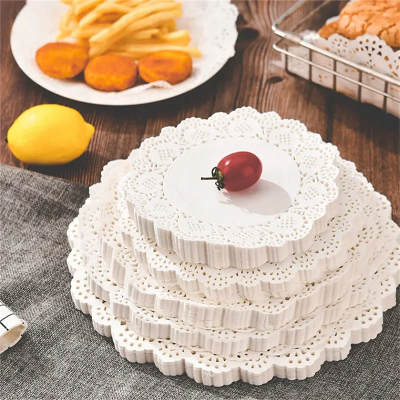 140Pcs/Pack Lace Round Oval Paper Cake Placemat Craft Vintage Coasters Wedding Party Table Decoration Baking Tools