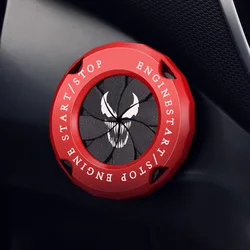 Autocollant d'intérieur de voiture Venom du film Disney, décor d'appareil de ville, bouton de démarrage à une clé, housse de protection pour anneau de démarrage de moto