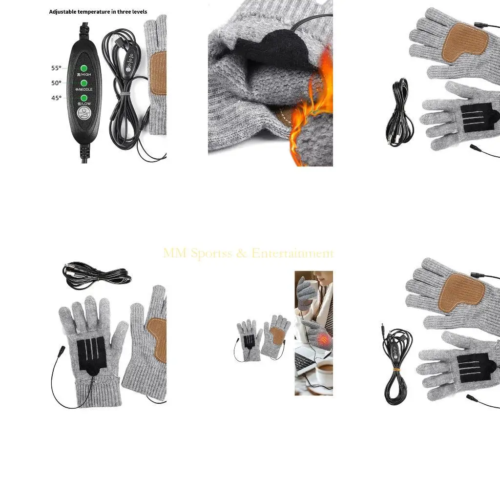 

31BE USB Recharging Heated Gloves Cold Weather Hand Warmer Touching Screen Ski Gloves For Skiing Cycling Camping Snowboarding