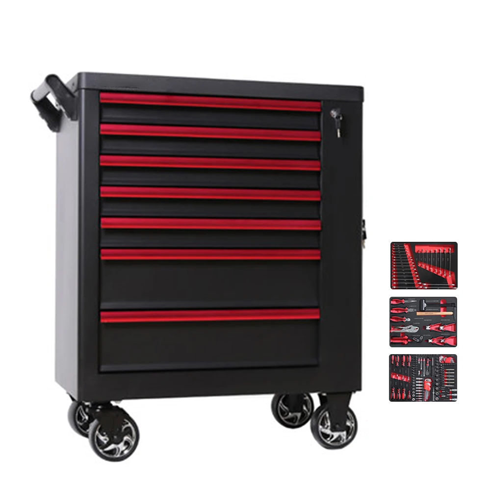 7 Drawer Tool Cabinet, Mobile Tool Box With Side Door For Garage Tool Storage/