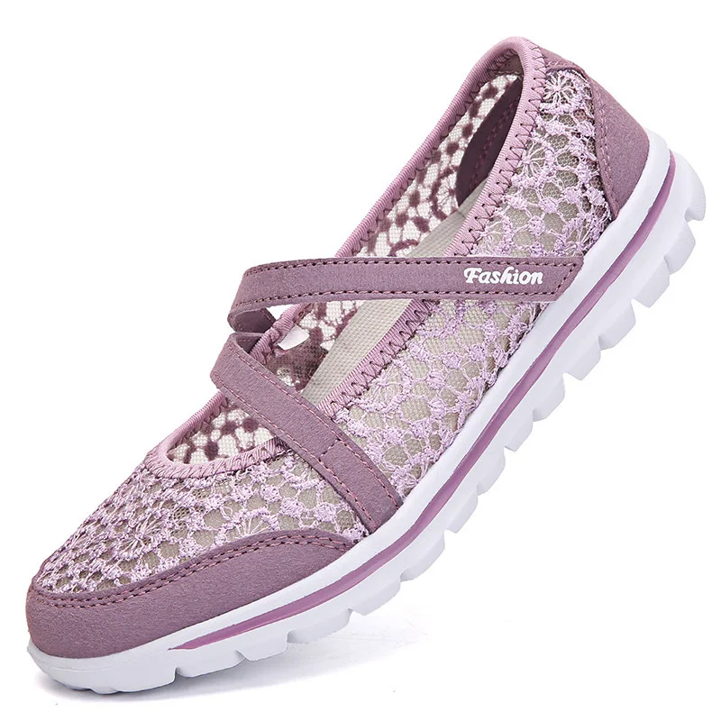 2023 New Summer Flat Shoes Women Ballet Flats Breathable Mesh Casual Shoes Female Mom Comfort Low-heel Footwear Ladies Moccasin