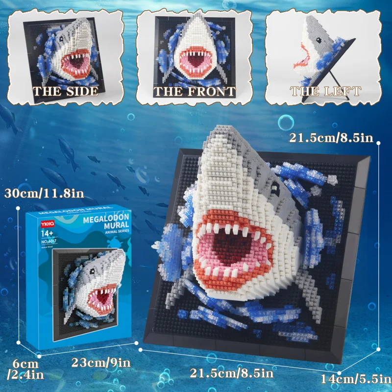 

3D-конструктор: Голова монстра-акулы, настенный декор, DIY-подвеска в виде животного, настенная скульптура, украшение для дома, игрушка, подарок