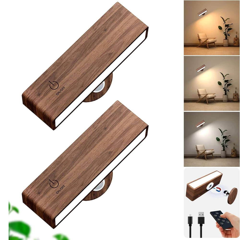 

Walnut Reading Lamp Desk Lamp Type-C Remote Control Adjustable Brightness Eye Protection Study Bedroom Lighting Wall Mount Lamp