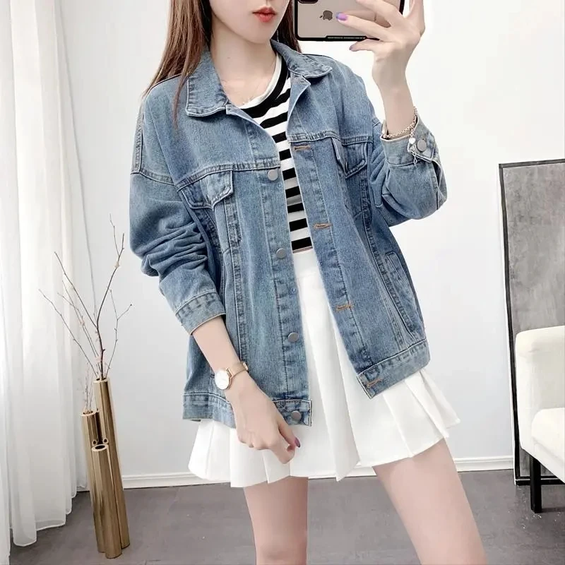 Denim Jackets Women's Fashion All-match Casual Outwear 2022 Spring Autumn New Short Embroidered Hong Kong Style Jeans Jackets