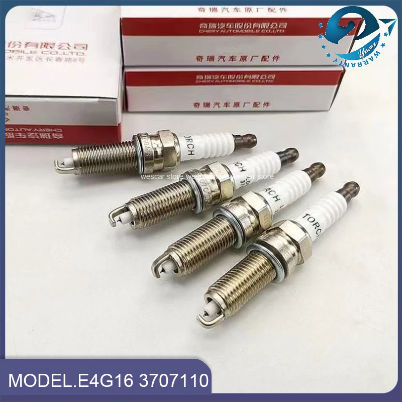 4pcs/set Spark Plugs For Chery A1 A3 A5 Tiggo 3 Arrizo 1.6L SQRE4G16 Engine Auto Car Motor Parts E4G16 3707110