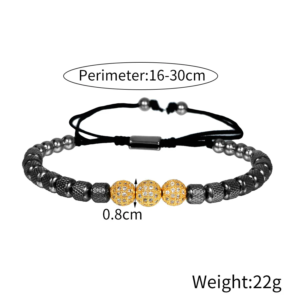 النحاس مطلية بالذهب الزركون الماس الكرة سوار الأزياء الفولاذ المقاوم للصدأ الأناناس حبة الرجال مطرز التبعي