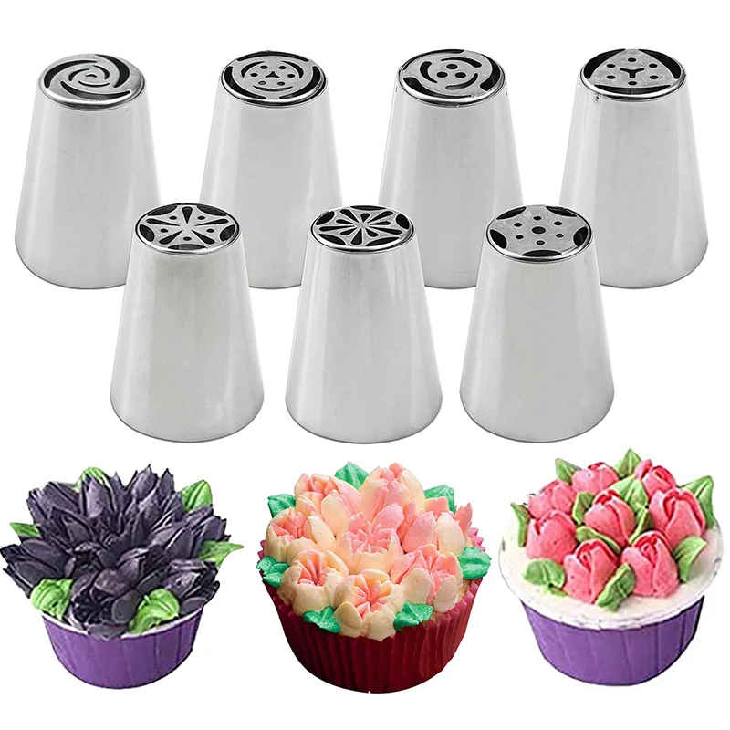 7/11Pcs Russian Tulip Icing Piping Nozzles Stainless Steel Flower Cream Pastry Tips Nozzles Cake Decorating Tools