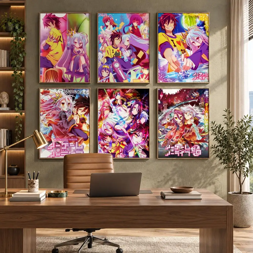 N-No Game No LifeNo Game No Life Poster High-Quality Waterproof Wall Decal for Study, Living Room & Garage, Great Gift for Fans