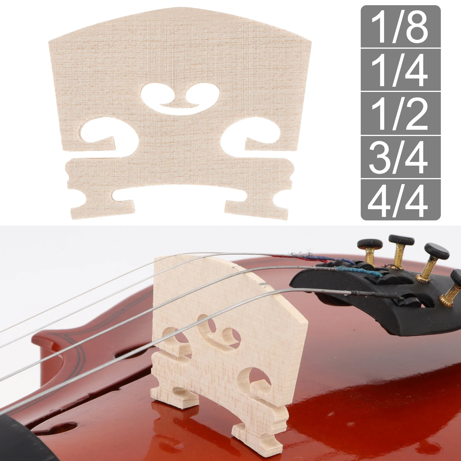 1 Piece Maple Violin Bridge Regular Type 1/8 & 1/4 & 1/2 & 3/4 & 4/4 Size Violin Accessories