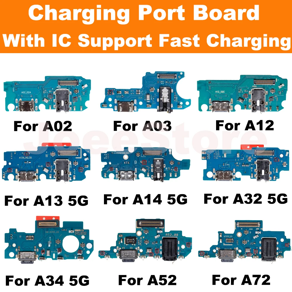 5pcs Charging Port Board For Samsung A12 A52 A72 A73 A53 A33 A24 A14 A13 Microphone Module USB Fast Charge Connector Flex Cable