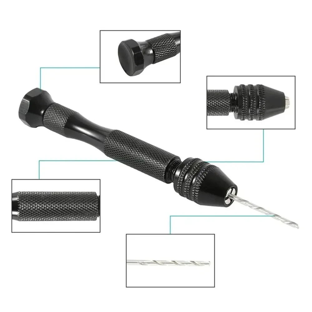 Mini Micro Aluminum Hand Drill With Keyless Chuck HSS Steel Twist Drill Bit Woodworking Drilling Rotary Tools Hand Drill Manual