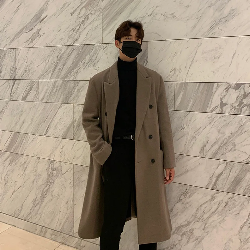 

Мужское пальто из шерстяной смеси с капюшоном, с вырезом-отверстием и разрезом, простое, базовое, незаменимое, теплое