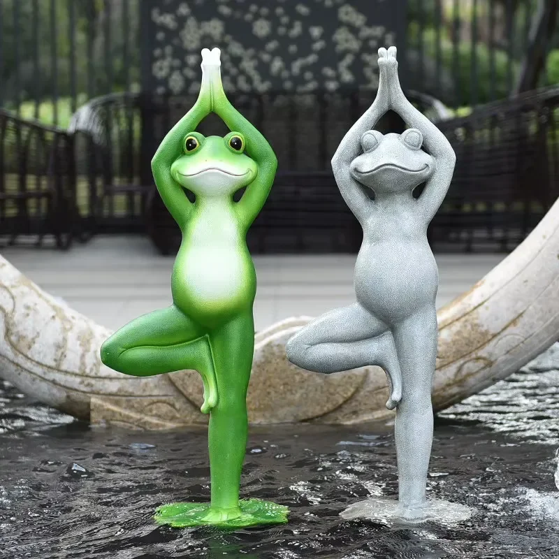 Cartoon Yoga Frog Resin Handmade Outdoor Courtyard Garden Decoration Arrangement Creative Ornaments Lawn Animal Sculpture