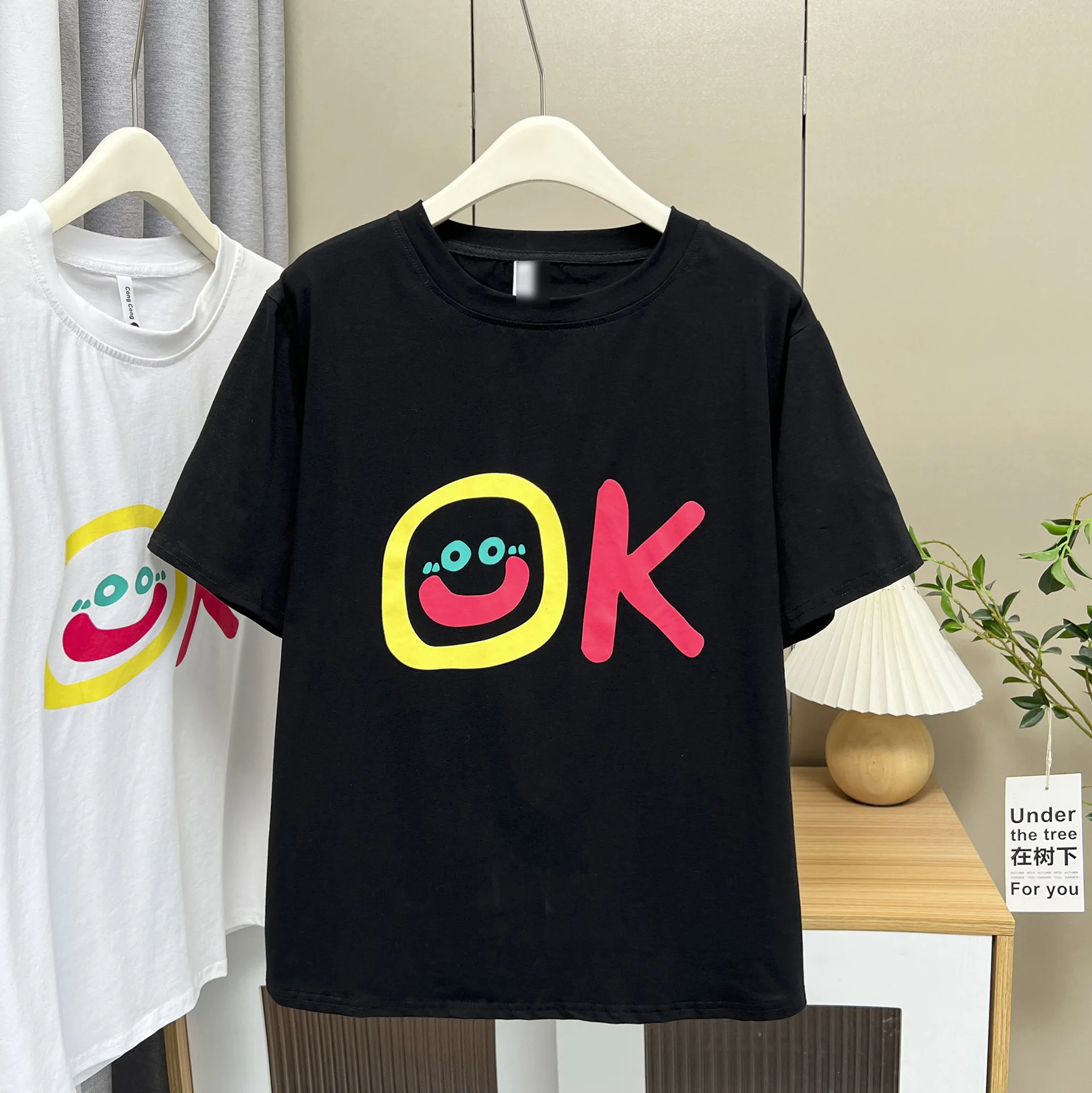 

2025 летний новый топ, 100 кг, футболки с короткими рукавами и индивидуальным принтом, повседневная хлопковая тонкая футболка больших размеров для женщин, 2503