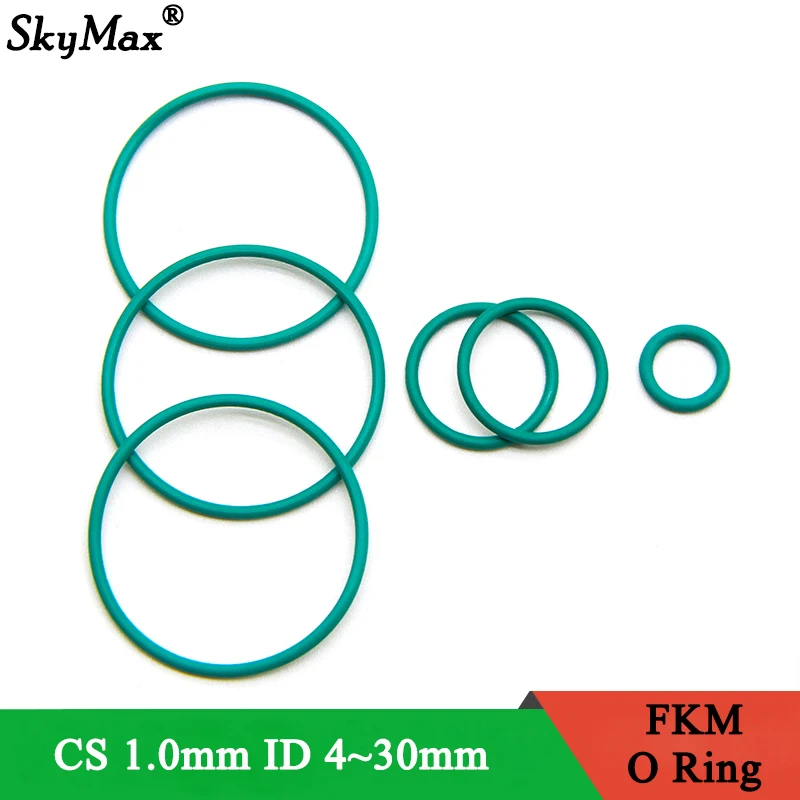 10/50pcs FKM O Ring Sealing Gasket CS 1mm OD 4~30mm Insulation Oil Resistant High Temperature Resistance Fluorine Rubber O Ring