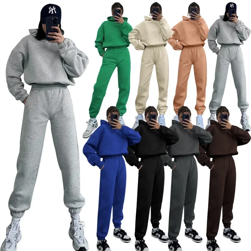 

Tracksuit Two Pieces Set Pant Sets Women Jogger Ankle Length Pencil Pants Pullover Hoodies Hooded Sweatshirts Casual High Waist