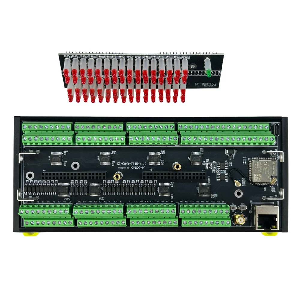 T64M 64CH Mosfet Output وحدة تحكم ذكية صغيرة ESP32 ESPHome MQTT Arduino تدمج إلى Loxone Miniserver RJ45 Wifi RS485 Modbus
