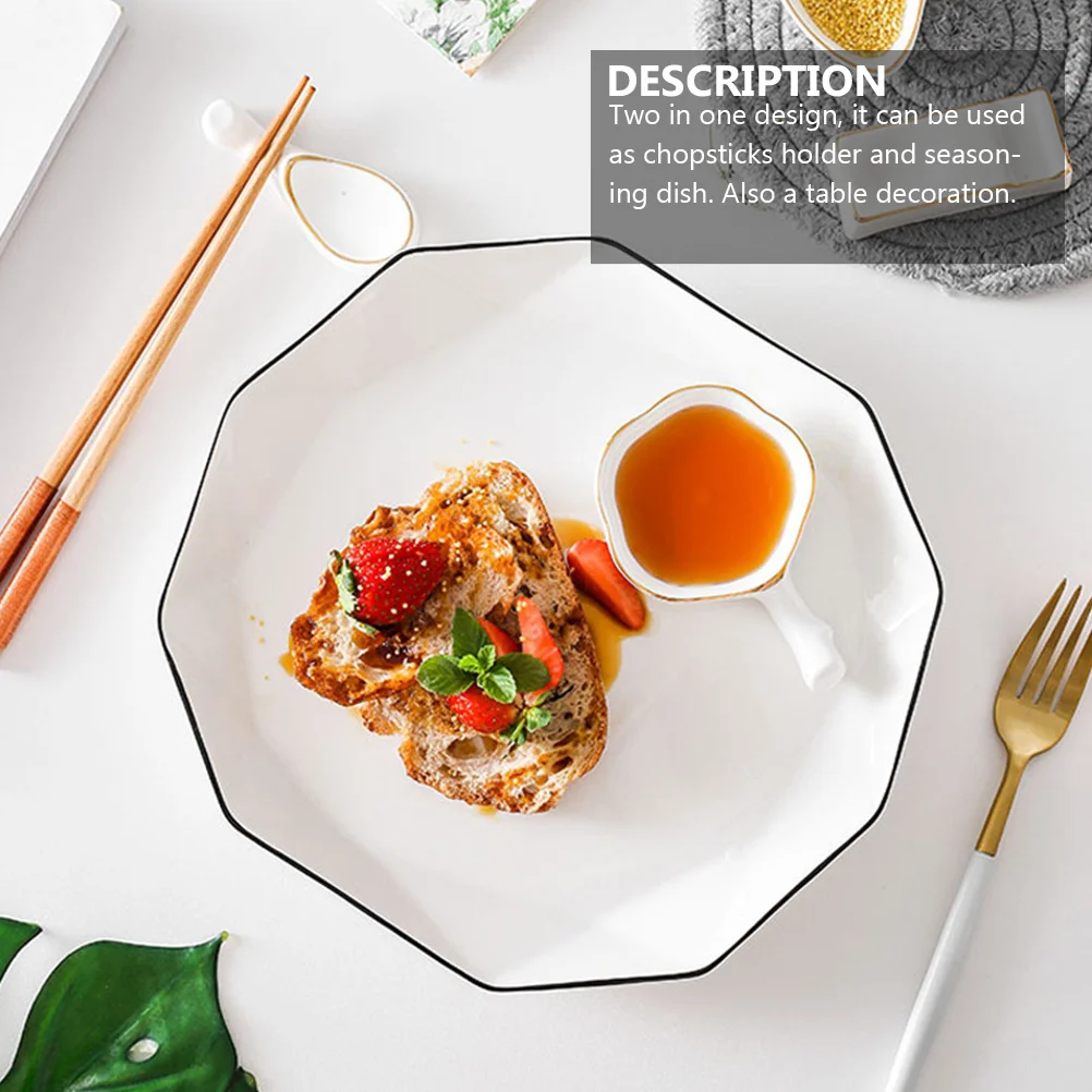 

2Pcs Plum Blossom Ceramic Chopsticks Rest Holder Multi Functional Chopstick Saucer Spoon Fork Holder Chopsticks Saucer