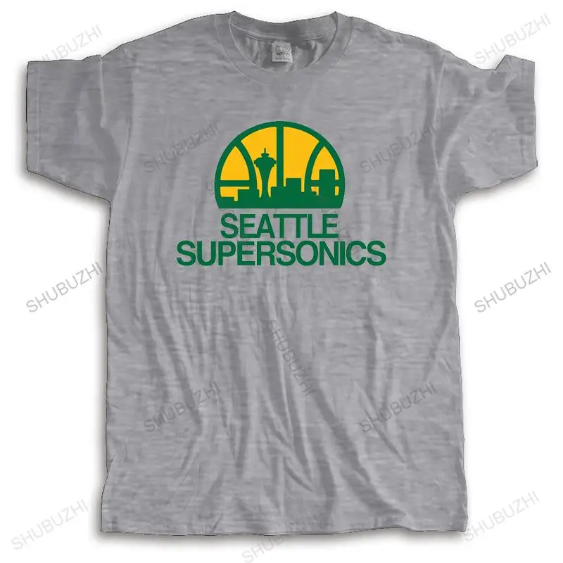 Fashion brand t shirt mens loose Seattle Supersonics brand t-shirt Cottonsummer teeshirt plus size drop shipping